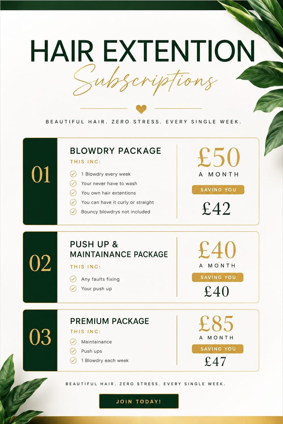 Hair extension subscription packages