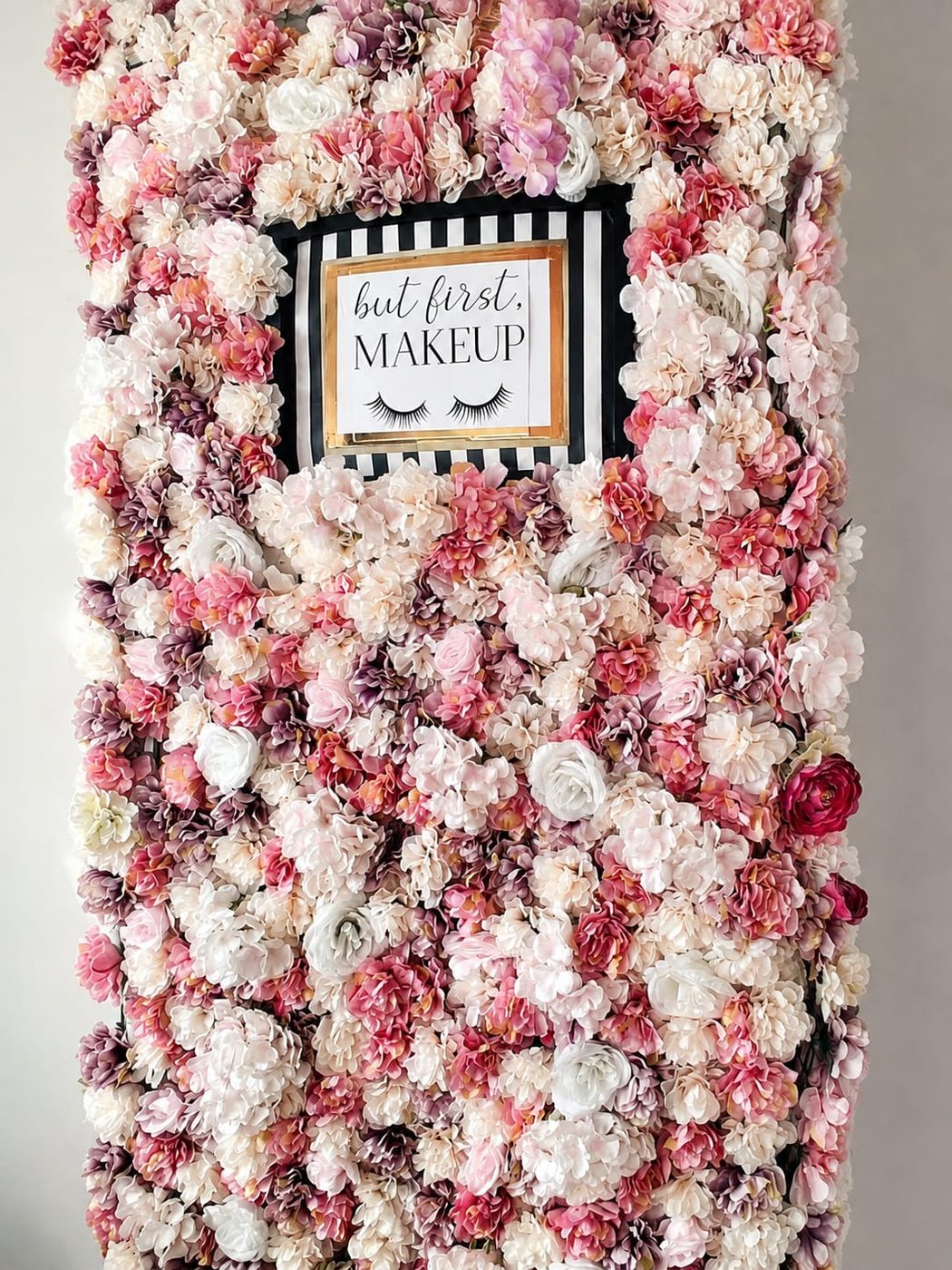 Makeup flower wall — but first, MAKEUP